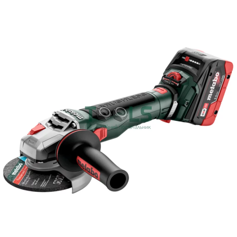 Аккумуляторная бесщеточная болгарка Metabo WVB 18 LT BL 11-125 Quick (18 В, 2х5.5 А*ч, 125 мм) (613057660)