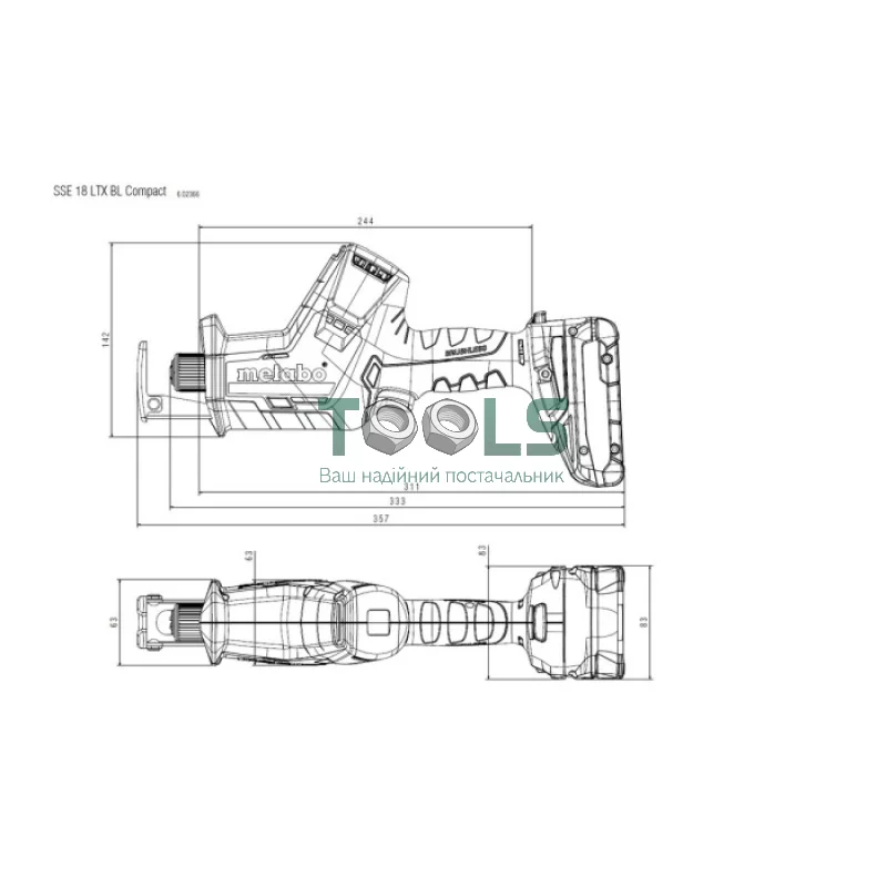 Аккумуляторная сабельная пила Metabo SSE 18 LTX BL Compact (18 В, без АКБ) (602366850)