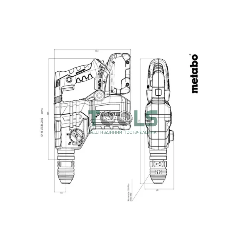 Аккумуляторный перфоратор Metabo KH 18 LTX BL 28 Q Set ISA + metaBOX (18 В, 3 Дж, без АКБ) (601715900)