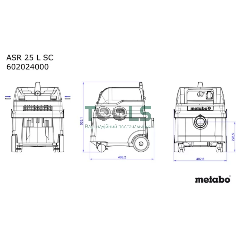 Промышленный пылесос Metabo ASR 25 L SС (1.4 кВт, 25 л) (602024000)