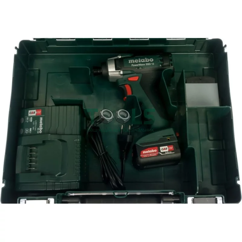 Аккумуляторный ударный гайковерт Metabo PowerMaxx SSD 12 + кейс (2х12 В, 2 А*ч) (601114500)