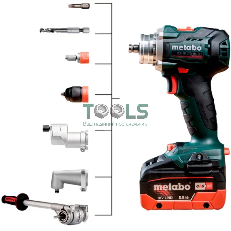 Аккумуляторная дрель-шуруповерт Metabo BS 18 LTX BL Q I (18 В, 2х5.5 А*ч, 130 Н*м) (602359660)