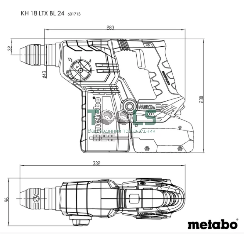 Аккумуляторный перфоратор Metabo KH 18 LTX BL 24 (18 В, 2.2 Дж, без АКБ) (601713840)