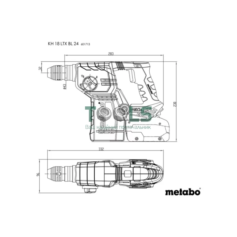 Аккумуляторный перфоратор Metabo Metabo KH 18 LTX BL 24 (18 В, 2.2 Дж, без АКБ) (601713850)