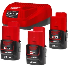 Набор 3 аккумулятора + зарядное устройство Milwaukee M12 NRG-303 (4933459207)