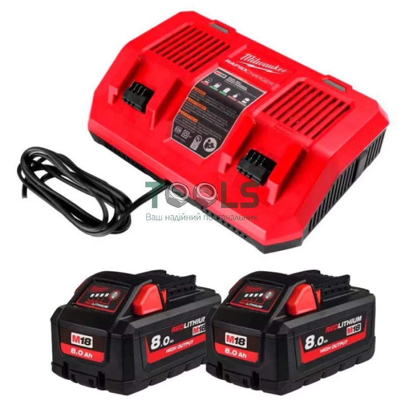 Набор 2 аккумулятора + зарядное устройство Milwaukee M18 HNRGO4-802 (4932492936)