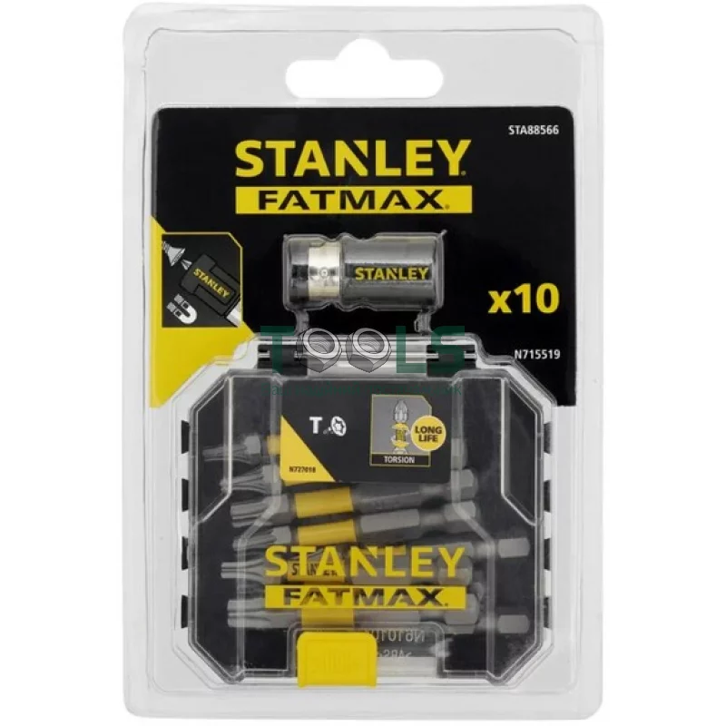 Набор бит STANLEY FatMax, Torx, 50 мм, 10 шт, кейс (STA88566)