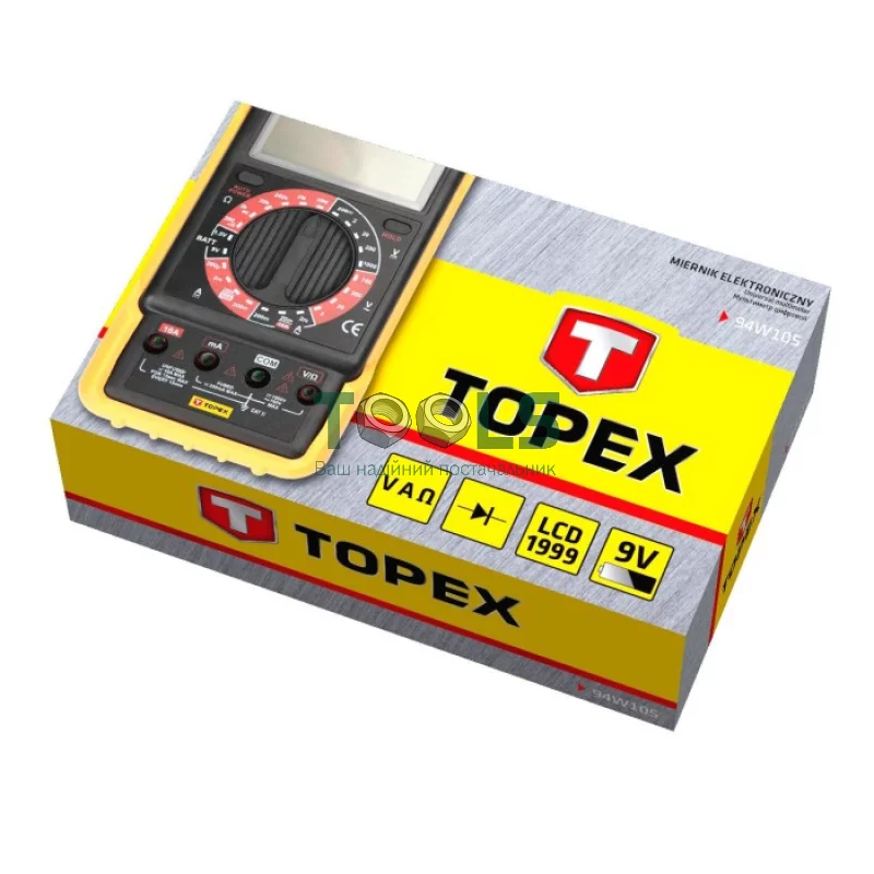 Мультиметр цифровой Topex (300 В) (94W105)