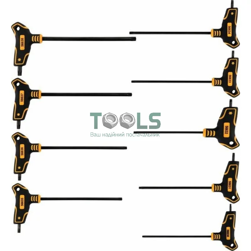 Набор ключей VOREL TORX Т10-T50 100х200 мм, Cr-V 6150" 9 шт (56639)