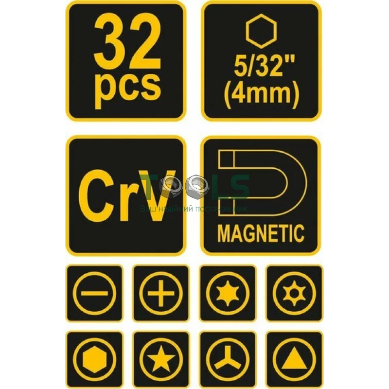 Набор насадок отверточных VOREL 32 шт (64384)