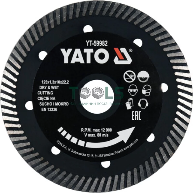 Диск отрезной YATO 125x1.3x10x22.2мм (YT-59982)