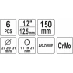 Головки торцеві ударні 6-гр. YATO для алюмінієвих дисків 17х19х21х150 мм, 6 шт (YT-10563)