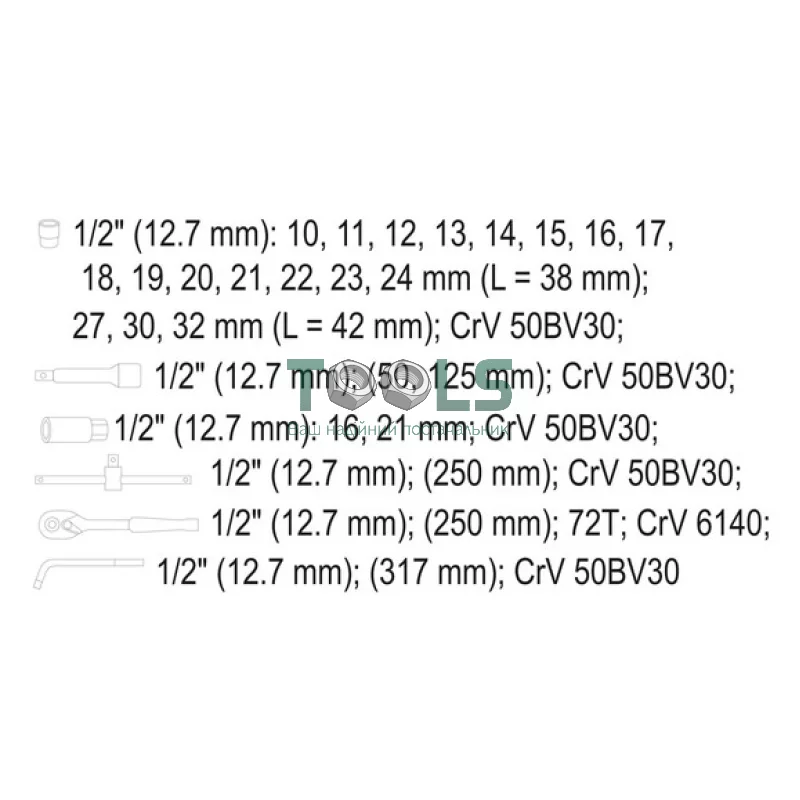 Набор торцевых головок YATO YT-12671