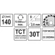 Диск пильный YATO по дереву 140х16х2.8х2.0 мм, 30 зубцов (YT-6053)