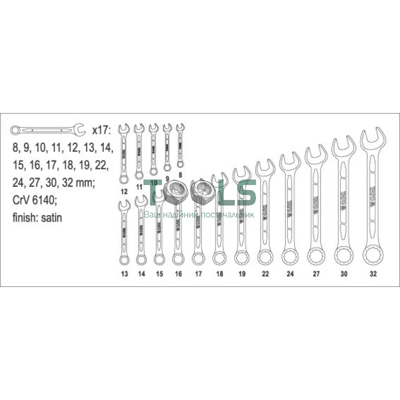 Набір комбінованих ключів YATO YT-0067
