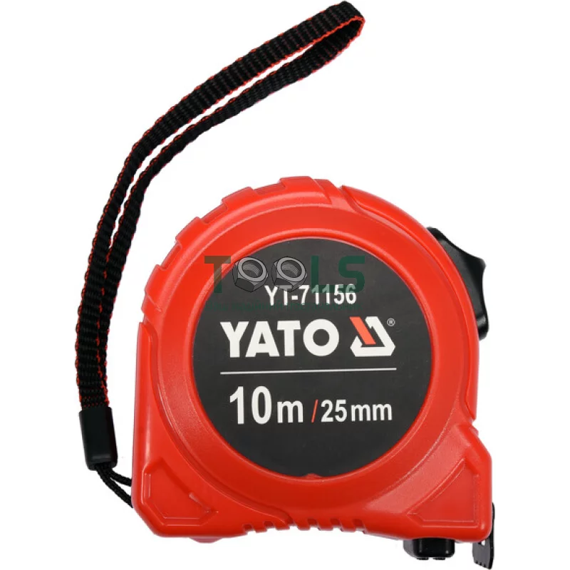 Рулетка YATO (YT-71156) 10 м x 25 мм стальной лентой, нейлоновым покрытием, двойной блокировкой