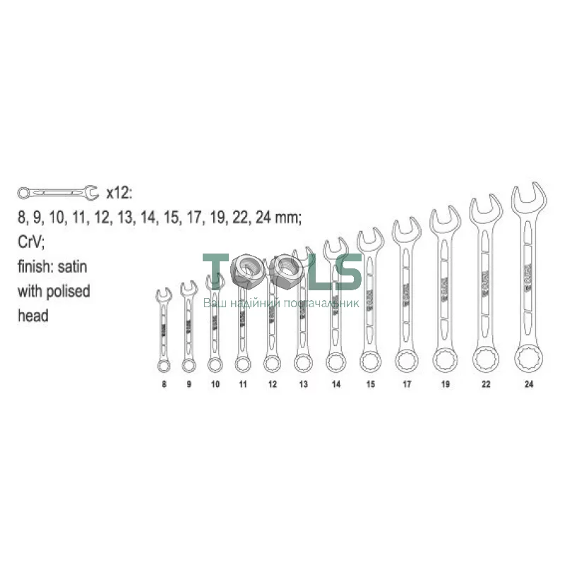 Набор ключей комбинированных YATO YT-0362