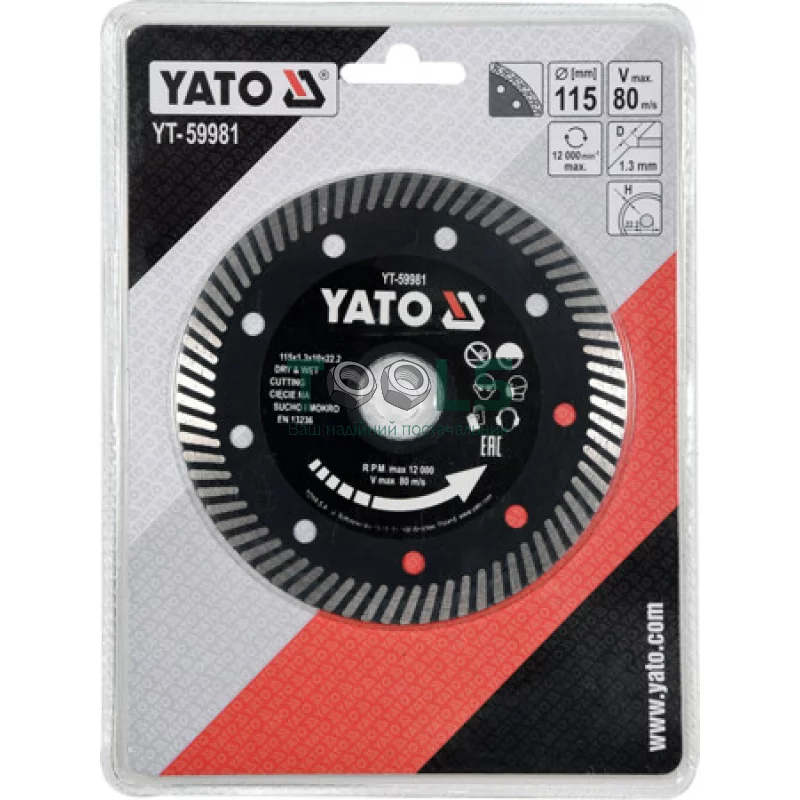 Диск отрезной YATO 115x1.3x10x22.2мм (YT-59981)