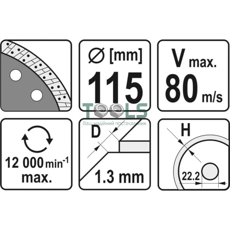 Диск отрезной YATO 115x1.3x10x22.2мм (YT-59981)