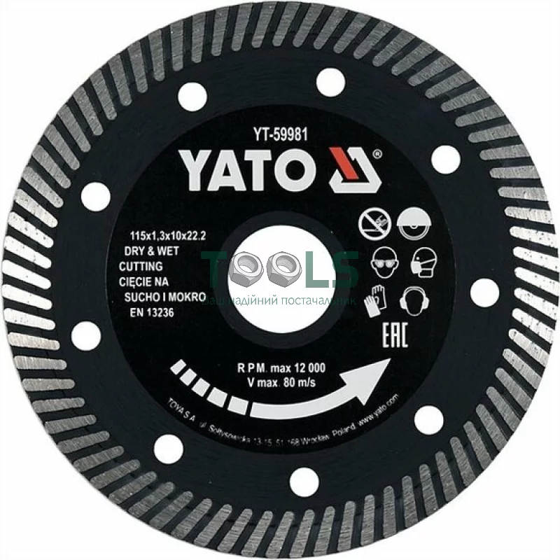 Диск отрезной YATO 115x1.3x10x22.2мм (YT-59981)