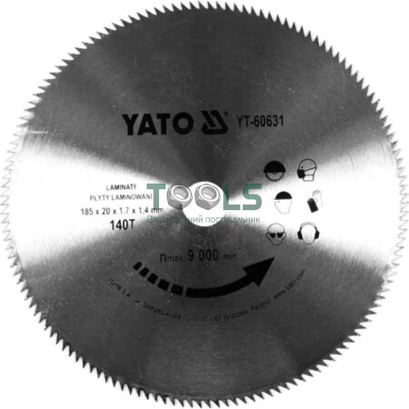 Диск пильний YATO 180x1.7x20 мм, 140 зубів (YT-60631)