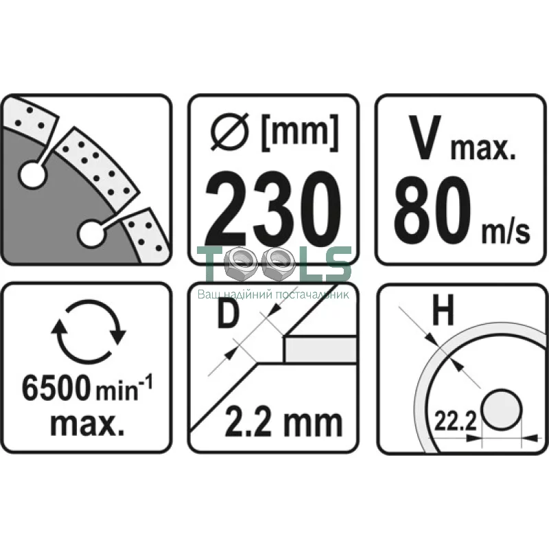 Диск відрізний YATO 230x2.2x10x22.2 мм (YT-59965)