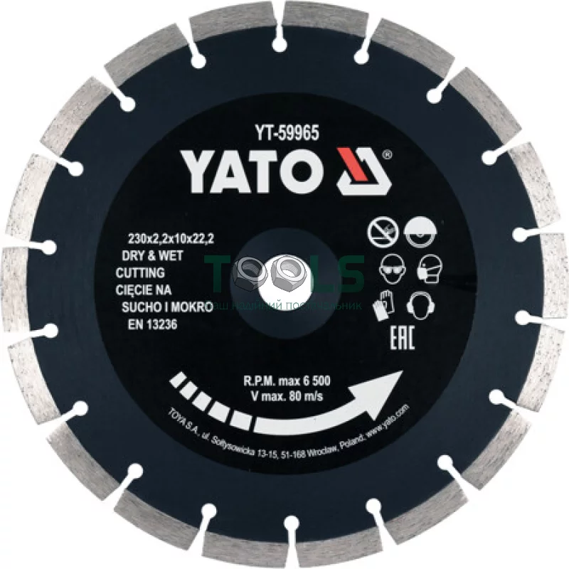 Диск відрізний YATO 230x2.2x10x22.2 мм (YT-59965)