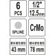 Набір ударних викруткових насадок YATO SPLINE 43х78 мм M14, M16, M18 (YT-10652)