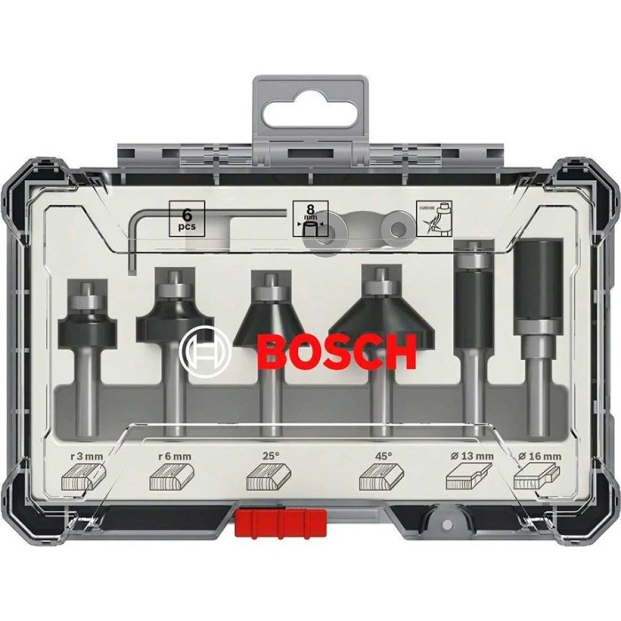 Набор кромочных фрез Bosch Trim&Edging (8 мм, 6 шт.) (2607017469)