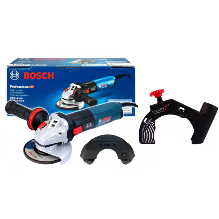 Угловая шлифмашина Bosch GWS 14-125 S Professional + кожух с пылеотводом Mechanic AirDuster 125 (06017D0100+19568442013)
