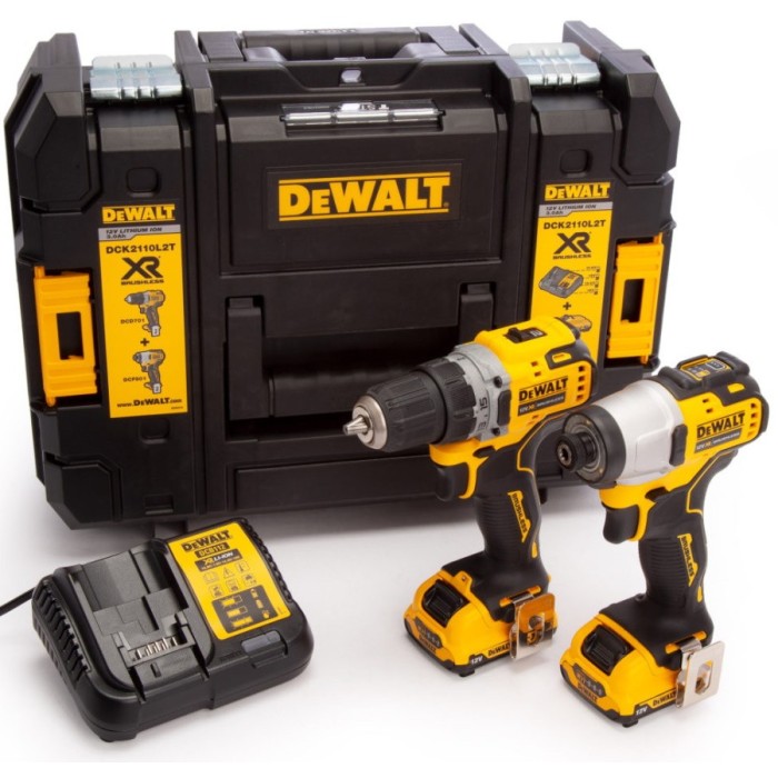 Набір інструментів: шуруповерт DeWALT DCD701 та гайковерт DeWALT DCF801 ​​(DCK2110C2T)