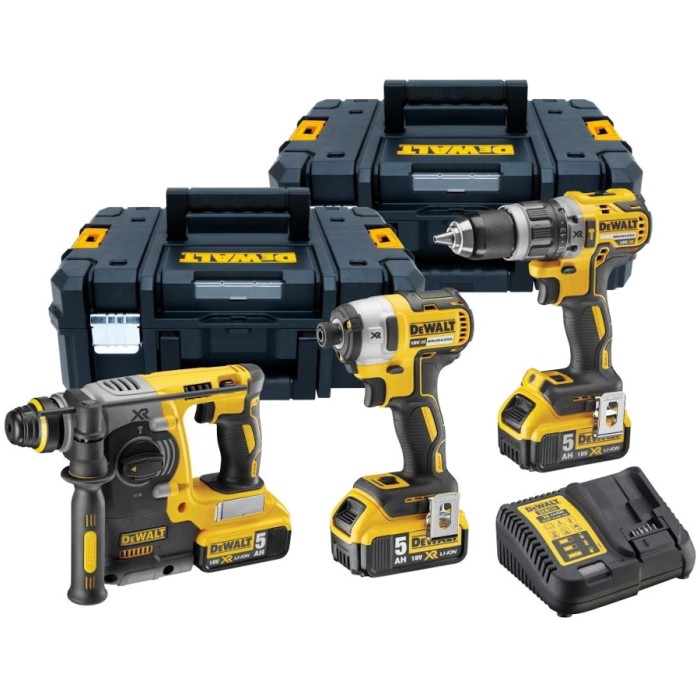 Дрель-шуруповерт DeWALT DCD796 + гайковерт DeWALT DCF887 + перфоратор DeWALT DCH273 (DCK368P3T)