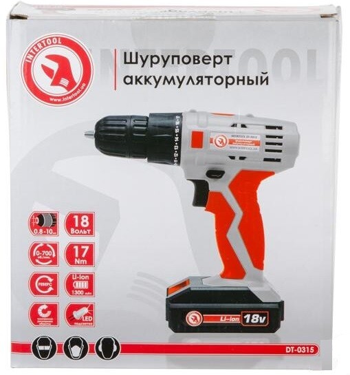 Шуруповерт аккумуляторный INTERTOOL DT-0315