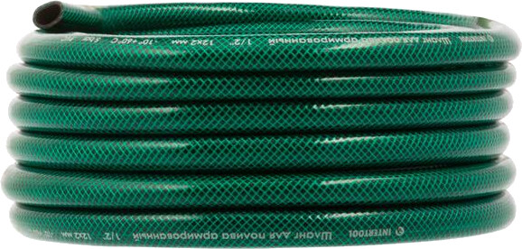 Шланг садовый INTERTOOL, армированный, трехслойный, зеленый, 1/2, 10 м (GE-4021)