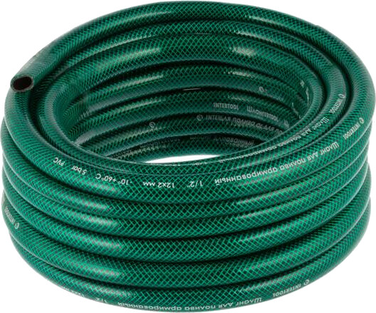 Шланг садовый INTERTOOL, армированный, трехслойный, зеленый, 1/2, 10 м (GE-4021)