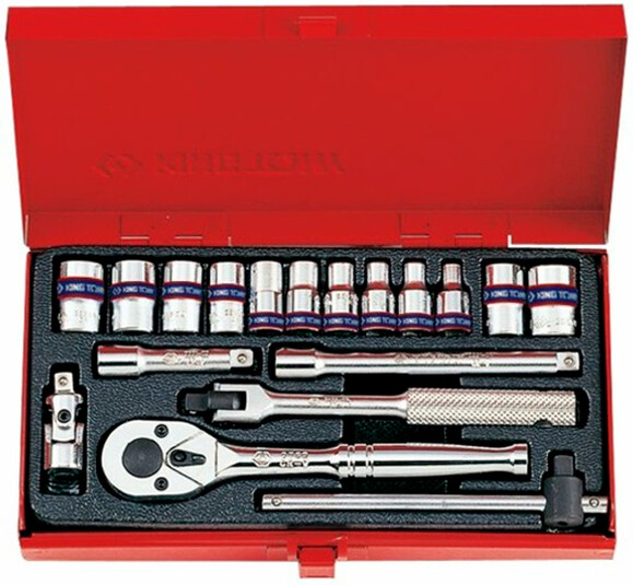 Набор головок KING TONY 1/4" 18 единиц, 6-ти гранные, короткие (2518SR)
