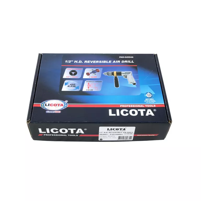 Дриль пневматичний 1/2"(13 мм) з реверсом 450 об/хв, посилений LICOTA (PAD-04004A)