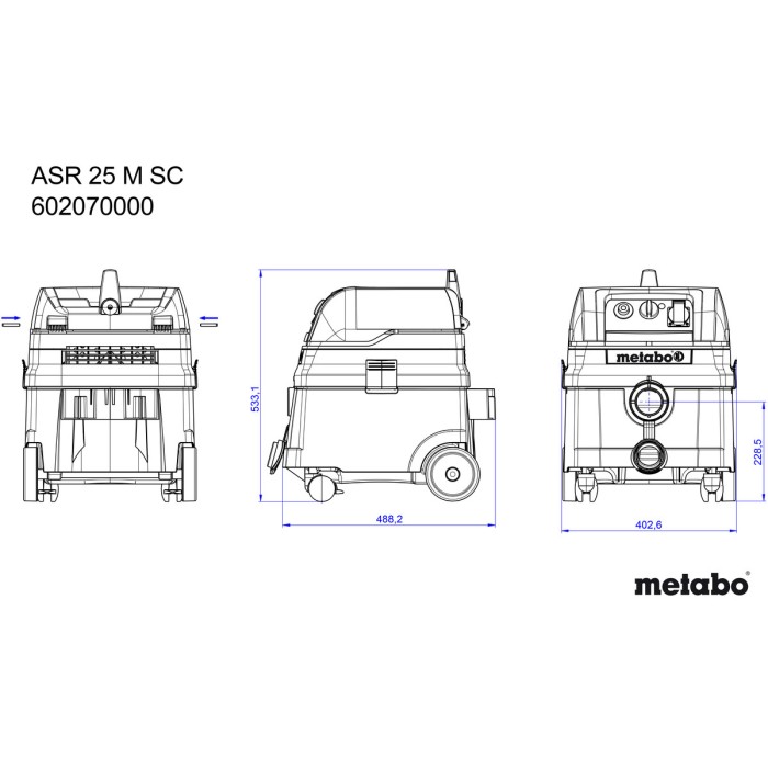 Промышленный пылесос Metabo ASR 25 M SC (1.4 кВт, 25 л) (602070000)