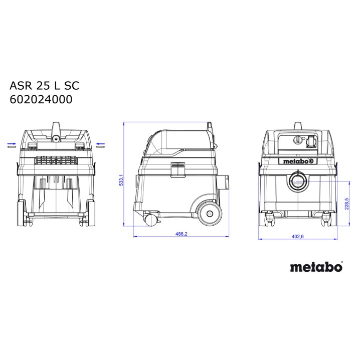 Промышленный пылесос Metabo ASR 25 L SС (1.4 кВт, 25 л) (602024000)