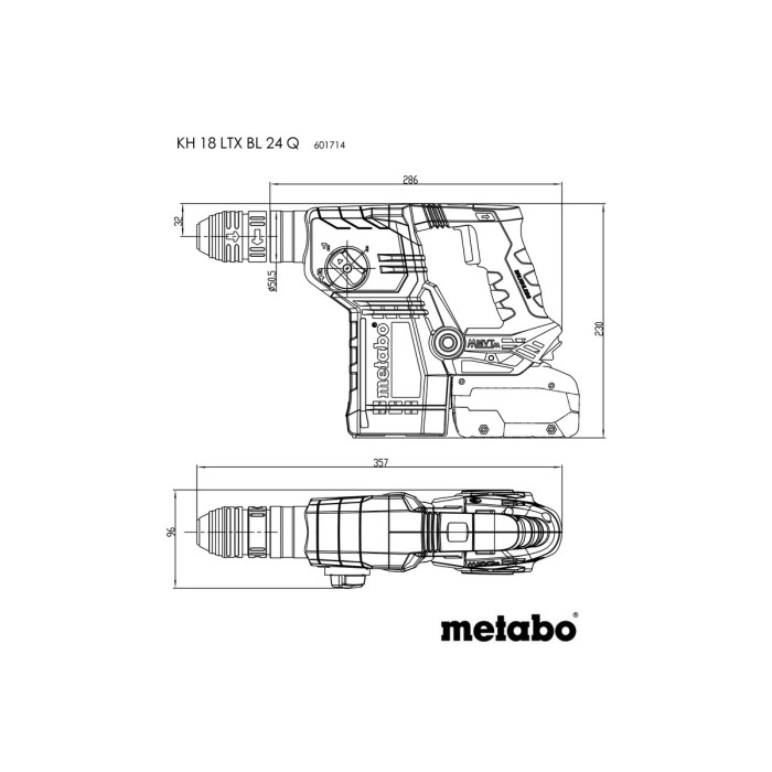 Аккумуляторный перфоратор Metabo KH 18 LTX BL 24 (18 В, 2.2 Дж, без АКБ) (601714900)