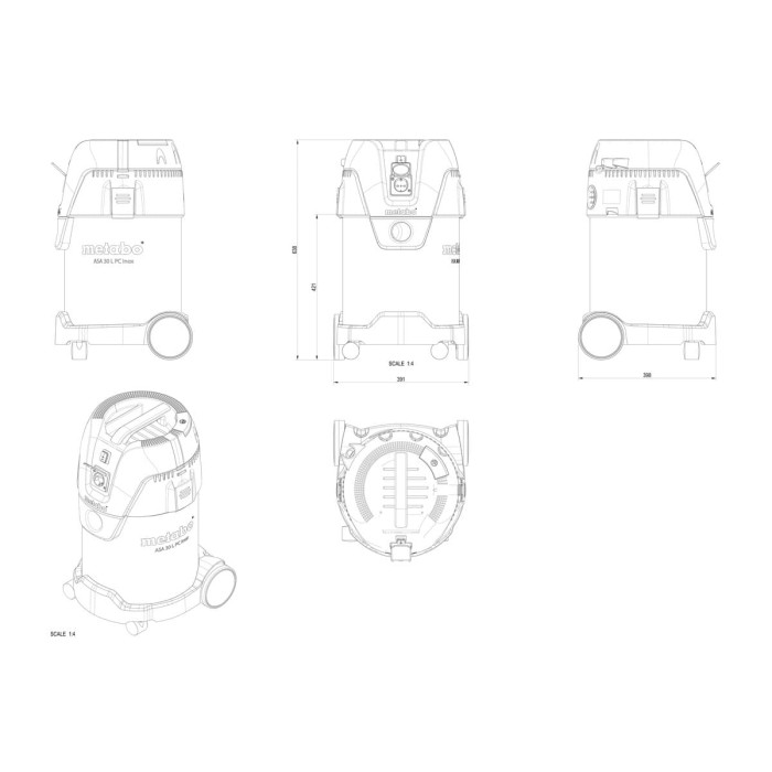 Пылесос Metabo ASA 30 L INOX (1.25 кВт, 30 л) (602015000)