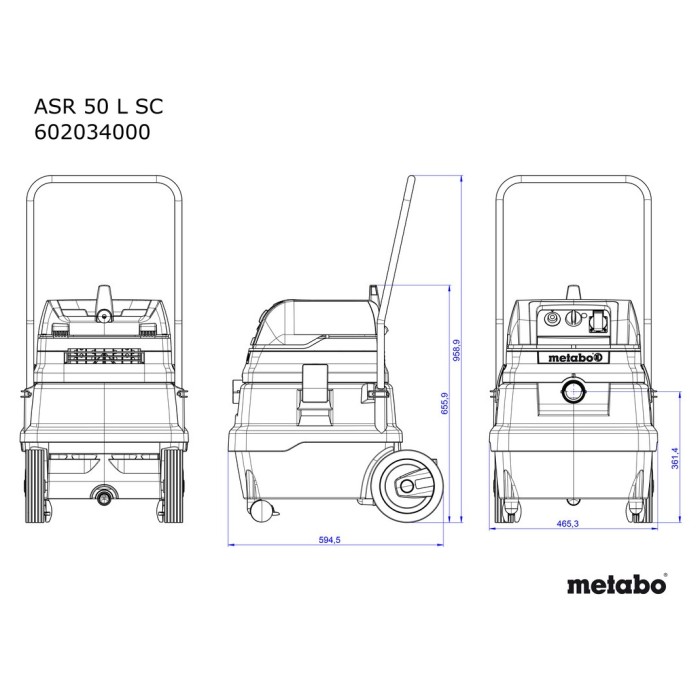Пылесос промышленный Metabo ASR 50 L SС (2.28 кВт, 50 л) (602034000)