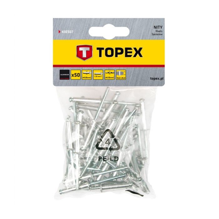 Заклепки Topex (4.8x23 мм, 50 шт.) (43E507)