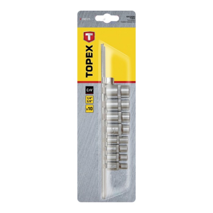 Набор головок Torx Topex (1/4, 3/8, 9 шт.) (39D375)