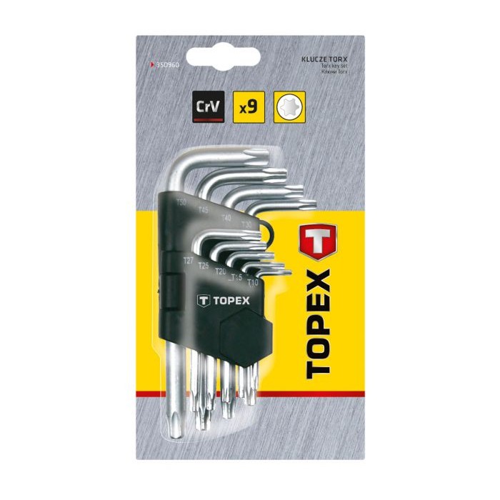 Набор ключей шестигранных Torx Topex (T10-T50, 9 шт.) (35D960)