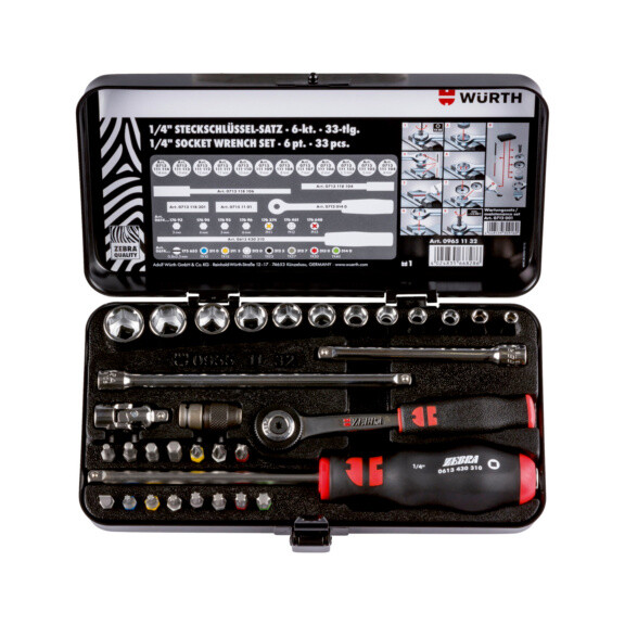 Набор торцевых головок Wurth Zebra 1/4" (09651132)