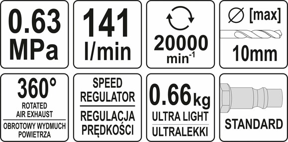 Дриль пневматичний YATO YT-09695
