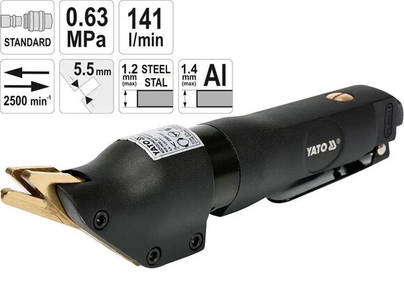 Ножиці пневматичні по металу YATO t=1,4 мм 0,63 MP 141 л/хв (YT-09945)