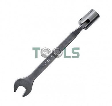 Ключ рожково-накидной шарнирный 15мм Cr-V, покрытие сатин-xром Intertool XT-1415