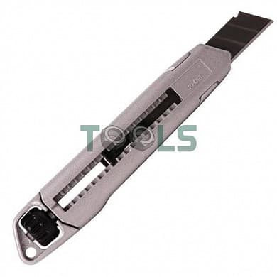 Нож металлический усиленный лезвие 18 мм, с винтовой фиксацией лезвия Intertool HT-0512